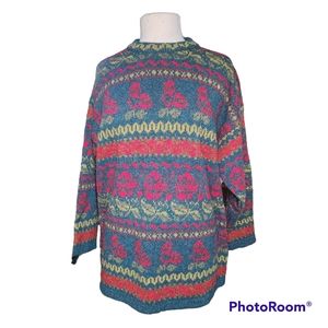 THE CLEVER SHEPHERD VINTAGE SCOTTISH WOOL FAIR ISLE SWEATER FESTIVE HOLIDAY MED